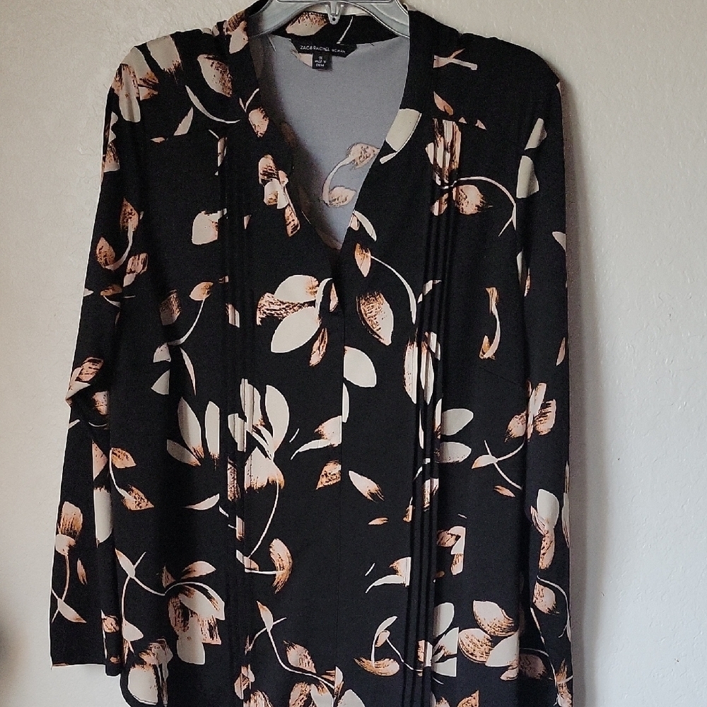 Zac & Rachel Black and Cream  Blouse Sleeves Size 1X